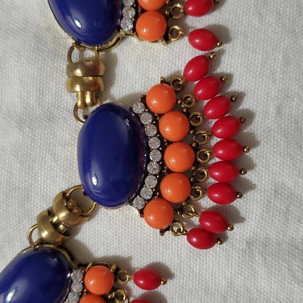 J.CREW Gold Tone FAN FRINGE Statement Necklace - Picture 2 of 6